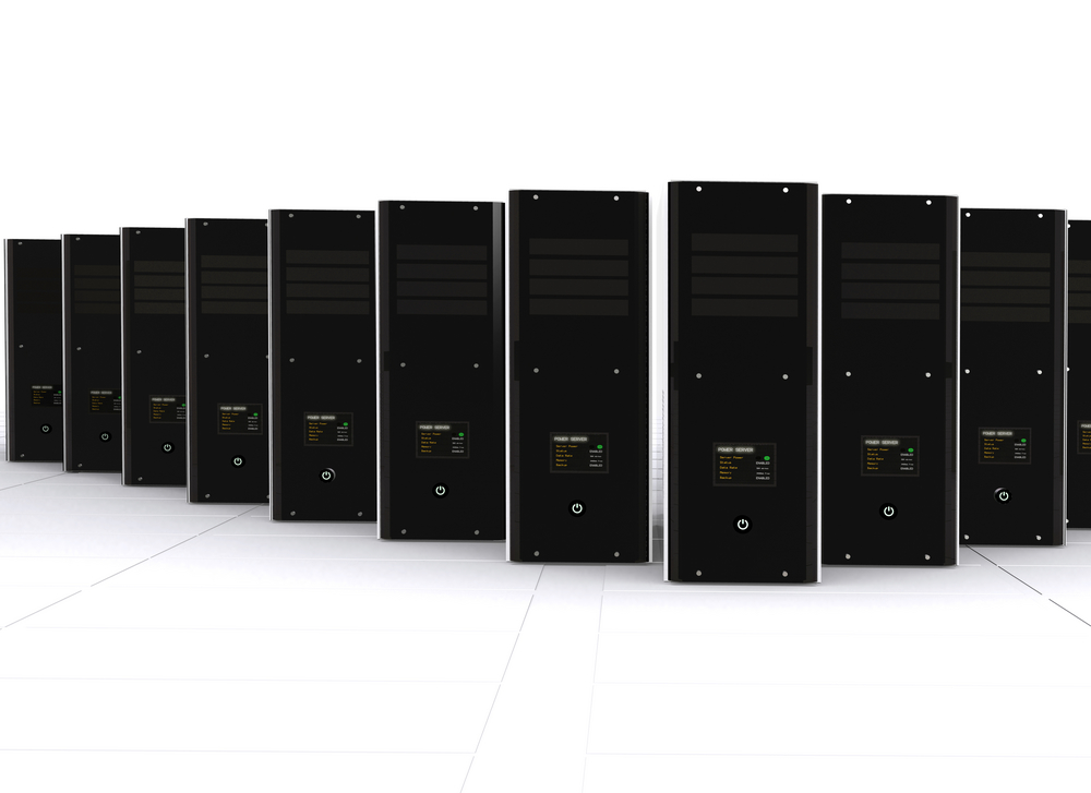 3d computer servers over a white background