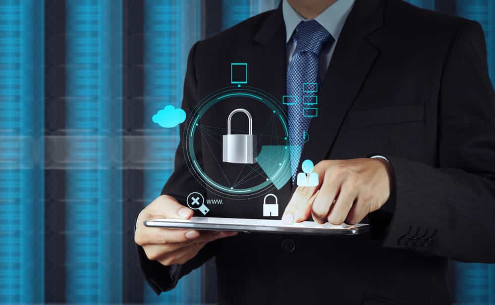 businessman hand pointing to padlock on touch screen computer as Internet security online business concept businessman hand pointing to padlock on touch screen computer as Internet security online business concept